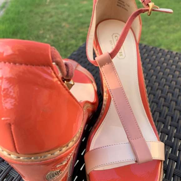 COACH Maggie Crinkle Wedges Melon Color 7.5 - Picture 3 of 7